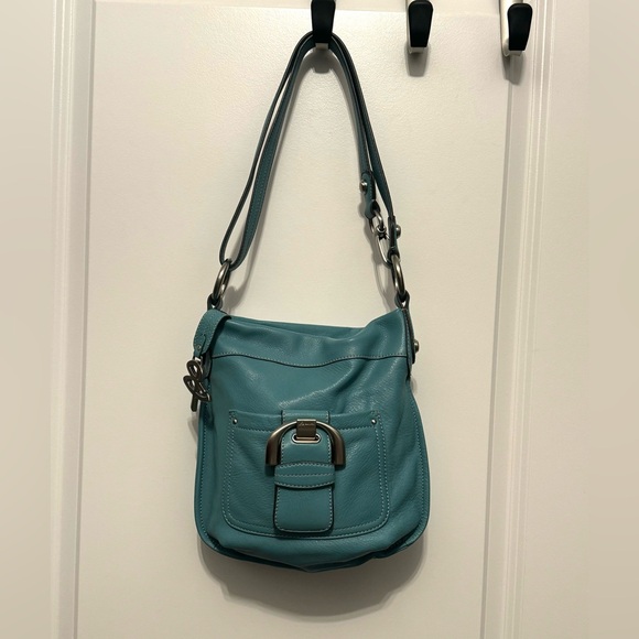 B. Makowsky Aqua Shoulder Bag with Silver Accents - Picture 3 of 8